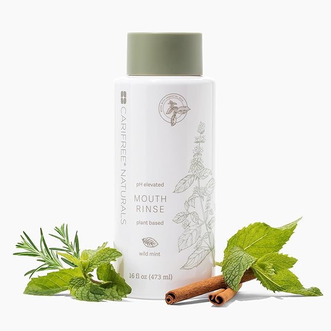 CariFree Naturals Mouth Rinse | pH Elevated, Fluoride-Free, with Magnolia Bark & Essential Oils, Organic Ingredients, Alcohol-Free, Dentist Recommended, Dentist Developed, Wild Mint Flavor, 16 fl oz