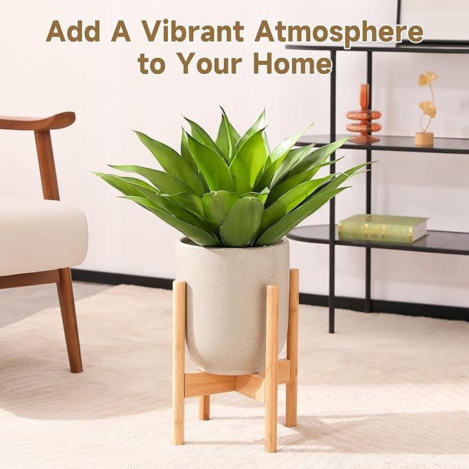 JUSTOYOU 28" Artificial Agave Plants Outdoor Large Fake Agave Plants Faux Succulents for Outdoor Indoor Home Front Porch Decor (2, Green)