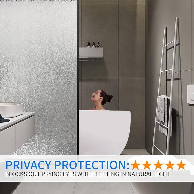 Window Film Privacy Day and Night with Installation Tools, Static Cling Glass Film Ideal for Home Shower Office Glass Door (Flash Diamond, 23.6 x 196.9 Inch)