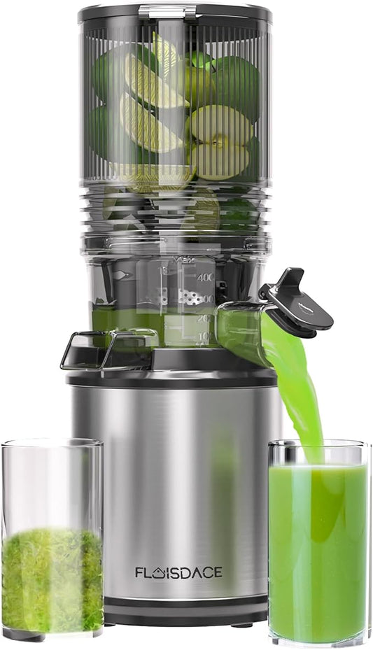 Cold Press Juicer – 6.5" Extra Large Feed Chute Fit Hands-Free Electric Masticating Juicer Machine, 350W Slow Masticating Juicer Machine for Whole Fruit and Vegetables – Easy Cleanup & Assembly