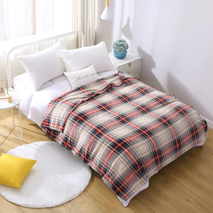 MERRYLIFE Plaid Throw Blanket for Couch | Soft Decorative Ultra-Plush Colorful| Throw Size Travel Blanket Plush|(50" 60",Tartan)