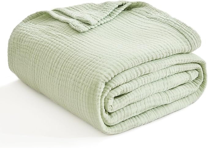 EMME Muslin Baby Blankets 100% Cotton 4-Layer Swaddle 40"x50" Lightweight Soft Breathable for Toddler, Infant, Newborn All Season Gauze Blanket, Mint Green