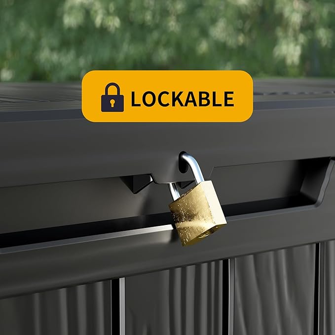 80 Gallon Outdoor Storage Box Waterproof Lockable Resin Deck Box Large, Patio Storage Bin for Pool Accessories Cushion Furniture, Garden Tools, UV-Resistant Outside Delivery Black