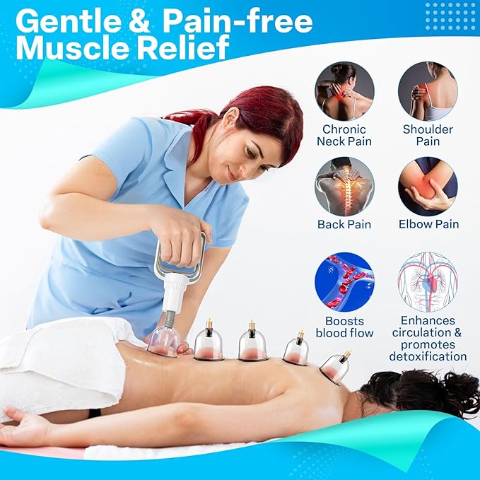Cupping Kit, Cupping Therapy Sets Massage Back, Pain Relief, Physical Therapy, Chinese Muscle Cupping Tool with Pump & Vacuum Silicone Cups for Cellulite Reduction at Home