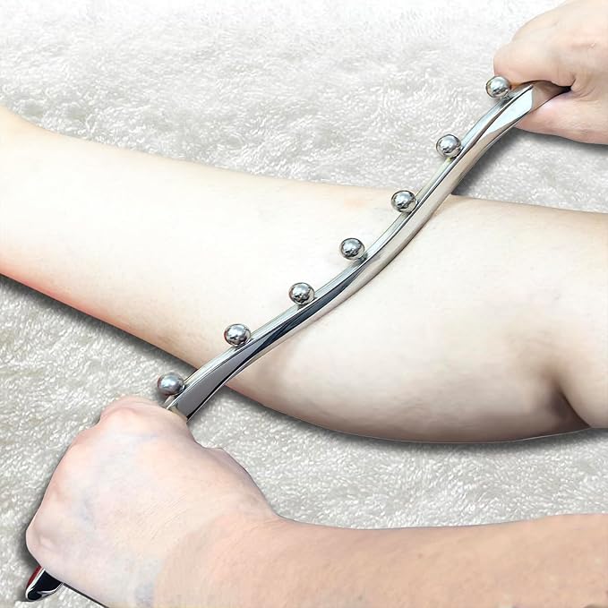 BYYDDIY Muscle Scraper Stick Set with Steel Balls for Lymphatic Drainage, Gua Sha Scraping Massage Tool, Release Myofascial Trigger Points for Physical Therapy (Mz-SBD2)