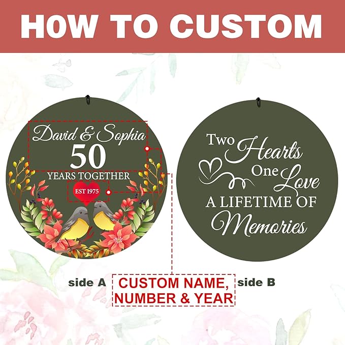 ASTARIN 50th Anniversary Wind Chimes Personalized, 30"/36" Deep Tone Wind Chimes for Wife Husband Parents, Romantic Souvenirs for Men Women Couple