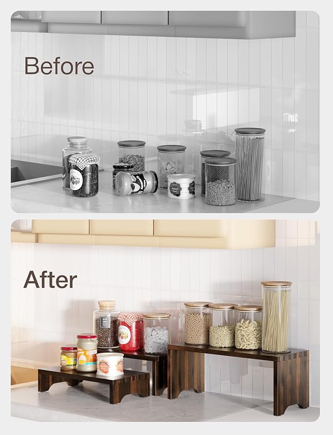 Acacia Wooden 3 Tier Cupcake Stand - Risers for Display for Food Buffet Risers and Stands – Food Stands for Display Party – Acacia Wooden Cupcake Stand - Set of 3 Size (Walnut Color)