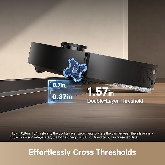 DREAME L40s Ultra Robot Vacuum and Mop, Auto-Empty, Mop Self-Cleaning, 1,9000Pa Suction, 100% Detangling DuoBrush, Extending Mops and Side Brush, 40mm Obstacle Clearing, App & Voice Control (Black)