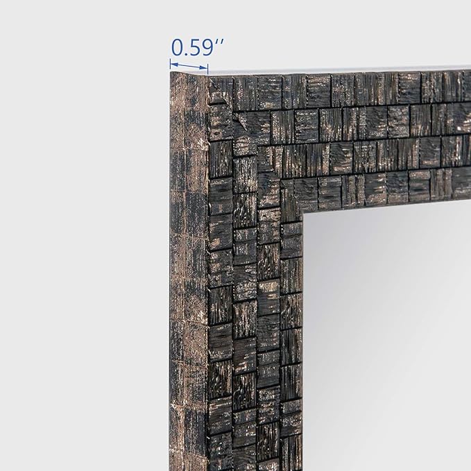 Bathroom Wall Mirror, Decorate Bathroom Mirrors for Wall, Rectangle Modern Bathroom Wall Mounted Mirror Vertical or Horizontal Hanging for Living Room (Black 24“ X 40")