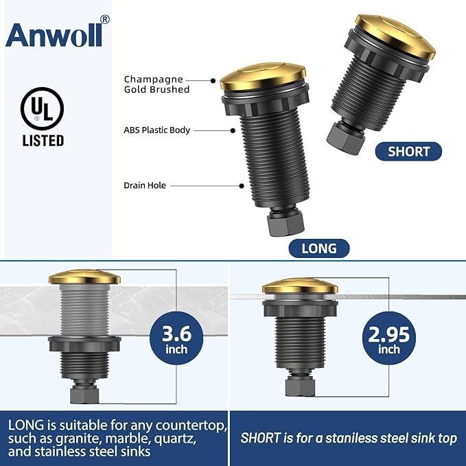 Garbage Disposal Air Switch Kit -Professional- Dual Outlet, Sink Top Waste Disposer On/Off, Garbage Disposal Button, Brass Made Cover, UL Listed