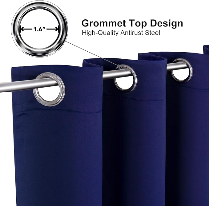 ChrisDowa Blackout Curtains 72 inches Long for Bedroom - 2 Panels Set Grommet Thermal Insulated Room Darkening Curtains for Living Room (Navy Blue, 42 x 72 Inch)