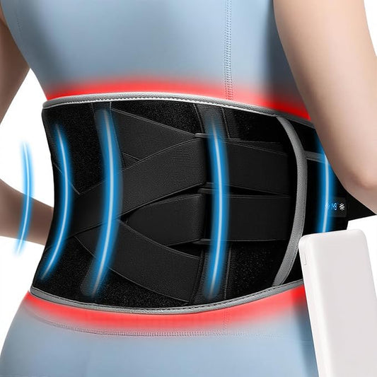 Cordless Heating Pad for Back Pain Relief: 7000mAh Lower Back Massager with 6 Heat 6 Vibration, Portable Heating Pad for Cramps, Birthday Gifts for Women Men Mom Dad