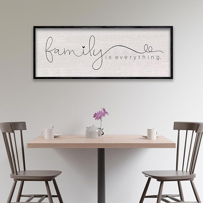 LuZhiQiang Family is Everything Sign Wall Decor 40"x15" Warm Home Sign Wall Art for Entryway Large Hanging Wood Framed (Black)