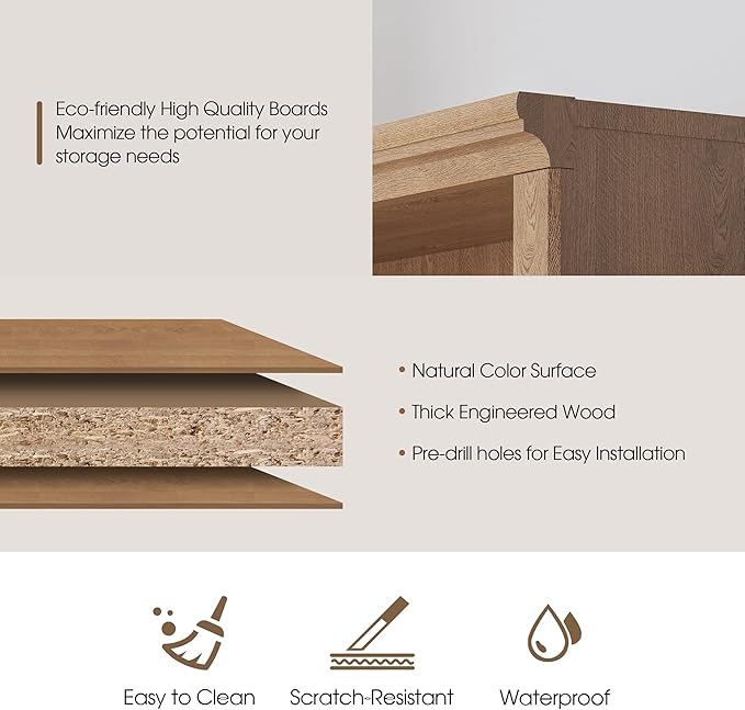 70 in Tall Bookcase, White Bookshelf Open Storage 5-Tier Shelves, 33 inch Wide Floor Standing Indoor Furniture, Book Cases for Home School Library Office Bedroom Kids, Oak 5 Tiers