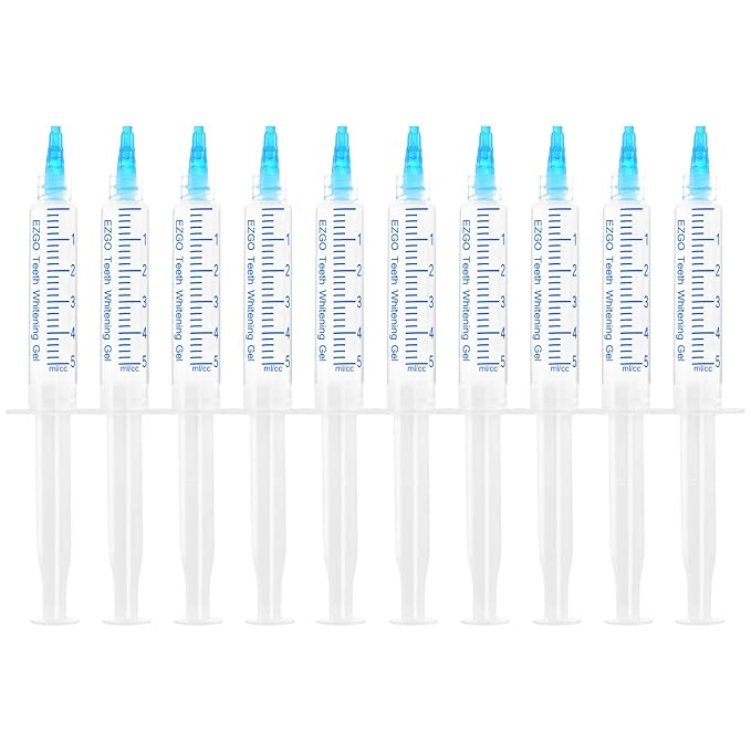EZGO 10 Pack Teeth Whitening Gel Refills 22% Bleaching Gel, No Sensitive Teeth Whitener, Great for Sensitive Tooth Whitening, Carbamide Peroxide Teeth Whitening Gel, Mint Flavor (10X 5ML)