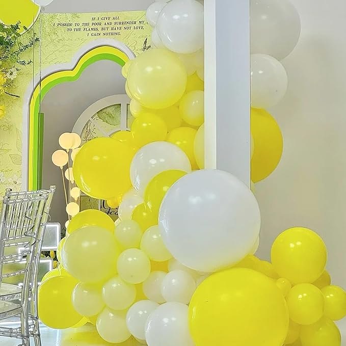 130pcs Pastel Yellow Balloons Different Sizes 18" 12" 10" 5" Light Yellow Latex Balloon Garland Arch Kit for Birthday Baby Shower Graduation Wedding Gender Reveal Party Decorations