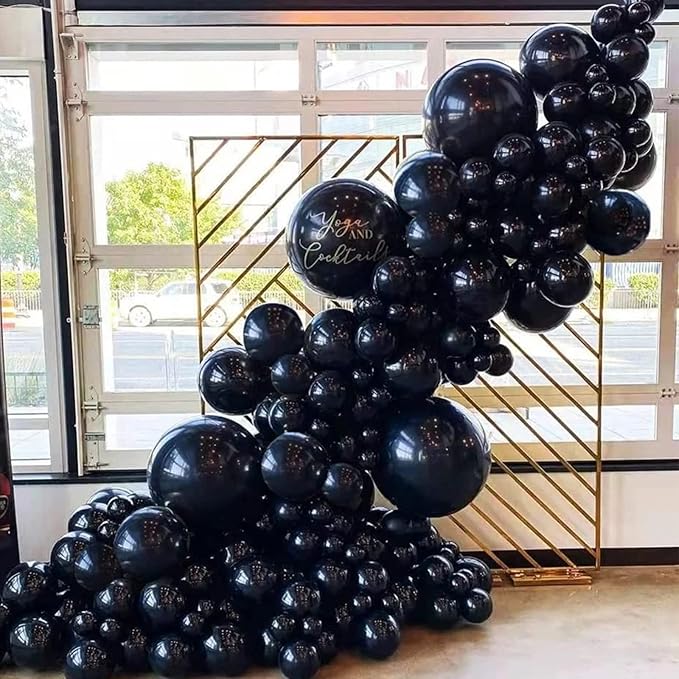 130pcs Black Balloons Different Sizes 18" 12" 10" 5" Party Latex Balloons for Birthday Graduation Baby Shower Anniversary New Year Holiday Party Decorations
