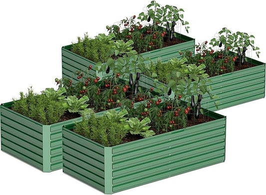 8x4x2 ft Outdoor Raised Garden Bed, Large Metal Planter Raised Beds, Planters for Outdoor Plants for Vegetables, Flowers, Herbs, Fruits, and Succulents.(4 Pcs)