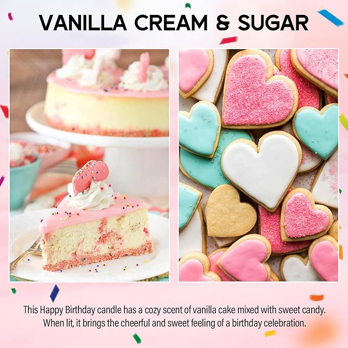 Birthday Candles - 9 oz Happy Birthday Candle with Vanilla Birthday Cake Scent, Gifts for Women & Men, Friendship Ideas