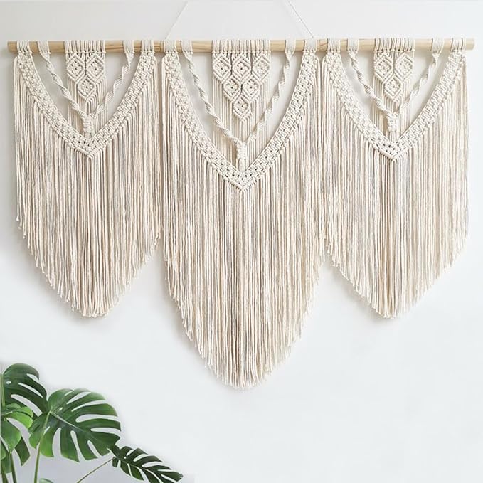 Achart Macrame Wall Hanging Large- Boho Wall Decor- large wall art- Wall Decor Living Room- Macrame Tapestry Boho Decor for Bedroom (Beige-C)
