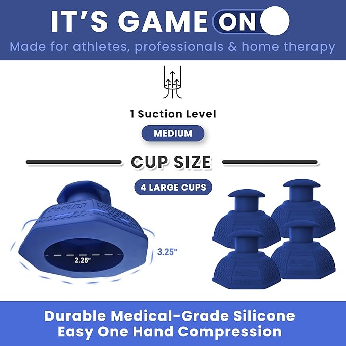 Cupping Therapy Set – Cupping Kit for Massage Therapy – Silicone Cups – Massage Cups – Smart Cupping for Fascia and Myofascial Release (Large, Blue)