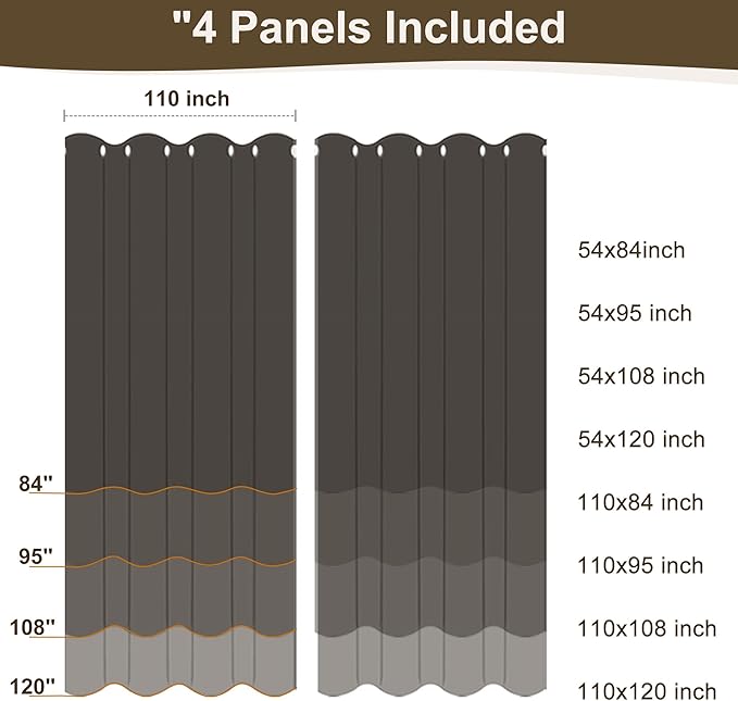 HolidayIdeas Linen Outdoor Curtains for Patio Waterproof 4 Panels Cream Outside Curtains 84 inch Length-Indoor/Outdoor Gazebo Wide Curtains Weatherproof, Privacy for Pergola, Porch, Cabana 110"x84"