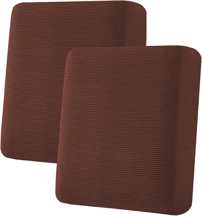 H.VERSAILTEX Super Stretch Individual Seat Cushion Covers Sofa Covers Couch Covers Slipcover Sets Thick Jacquard Textured Twill Fabric (2 Piece Medium Sofa Cushion Covers, Burnt Brick)