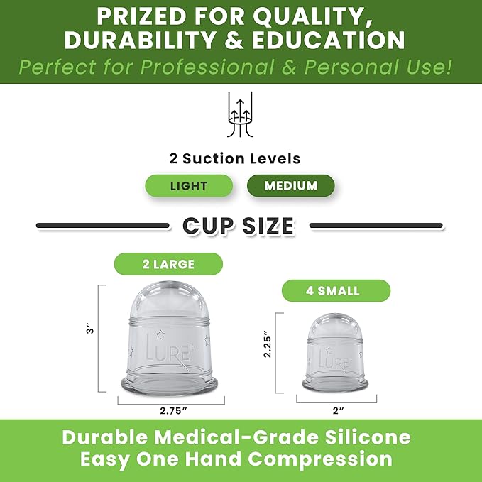 Silicone Cupping Therapy Set 6 Professional Massage Cupping Cups for Cupping Therapy Cup Kit for Massage, Myofascial Release, Cellulite Reduction