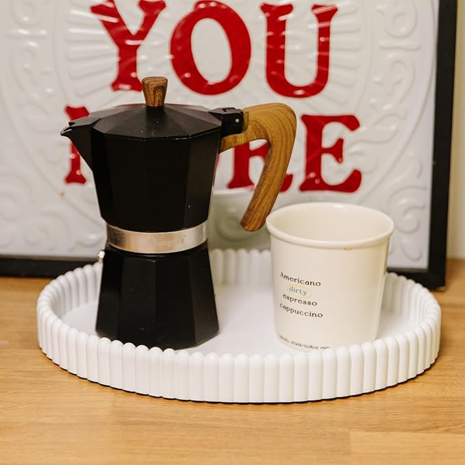 11.8in Decorative Tray for Coffee Table Decor- Modern Oval Concrete Tray for Home Decor- Minimalist Handcrafted Centerpieces Tray for Living Room, Kitchen Dining Table, Entryway (White)