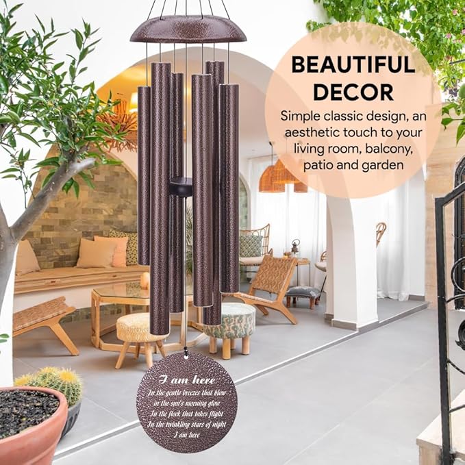 Personalized Sympathy Wind Chimes, Personalized Wind Chimes for Loss of Loved One, Commemorative Sympathy Gifts for Funerals, in Memory of Dad/Mom/Husband/Wife, Ship from US