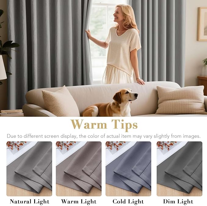 H.VERSAILTEX Blackout Curtains for Bedroom Thermal Insulated Room Darkening Living Room Curtains 84 Inch Long Grommet Privacy Protection Window Curtain Panels/Drapes for Nursery, 2 Panels, Dove Grey