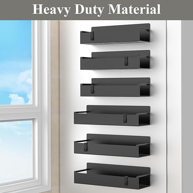 6 Pack Magnetic Spice Rack Organizer for Refrigerator and Oven, Black Fridge Organizers and Storage for Kitchen