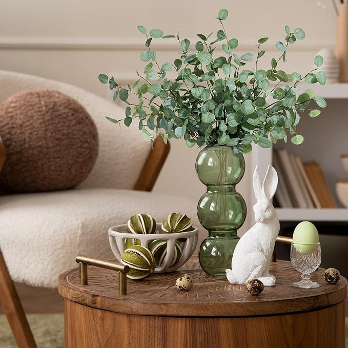 6Pcs Faux Eucalyptus Stems, 27" Artificial Eucalyptus Plants with White Frosted Coating, Fake Eucalyptus Decor Silk Greenery Leaves for Wedding Bouquets Home Decor DIY Floral Arrangements