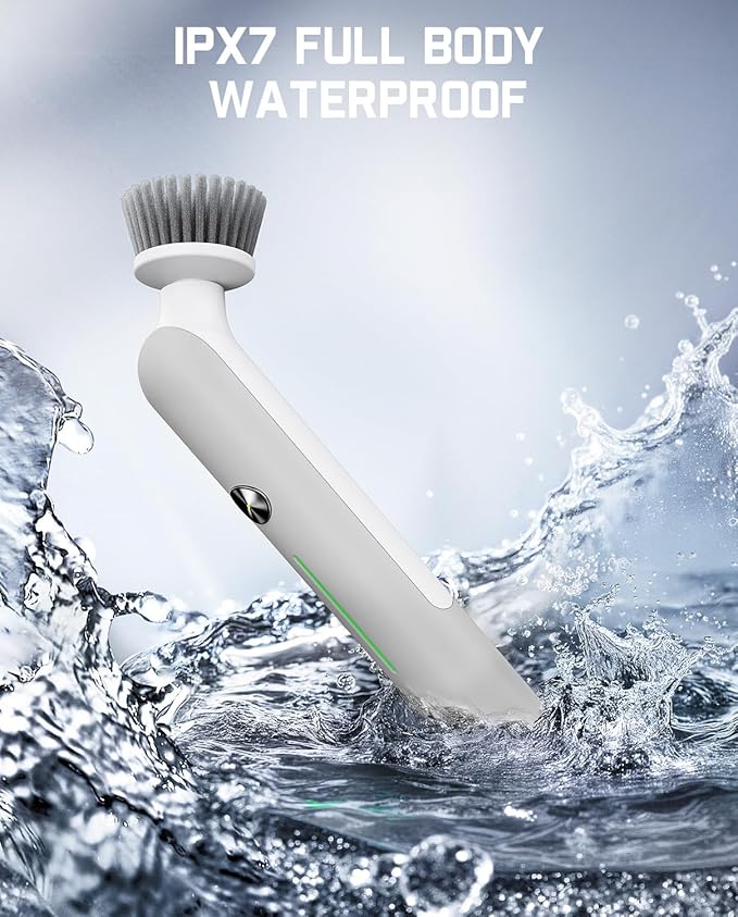 Fanttik G9 Nano Electric Spin Scrubber, Cordless Power Grout Brush, Type-C Fast Charging with LED Power Display, IPX7 Waterproof, 8 Replaceable Heads for Cleaning Grout, Corners, Crevices - White