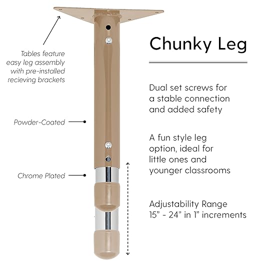 FDP Rectangle Activity School and Classroom Kids Table (30 x 72 inch), Chunky Sand Toddler Leg, Adjustable Height 15-24 inches - Maple Top and Maple Edge