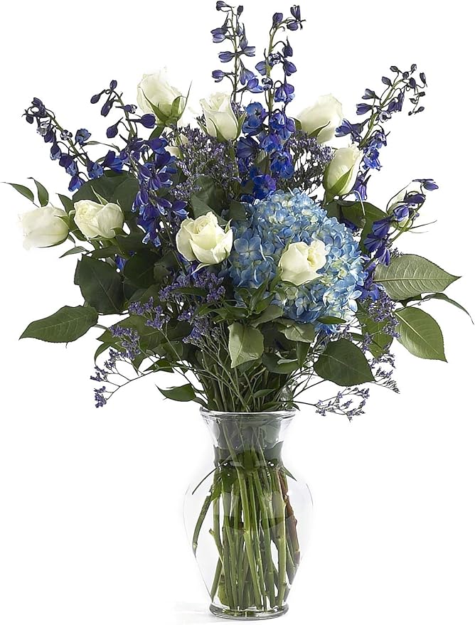 Floral Supply Online - 8" Clear Rose Vase and Flower Guide Booklet - Decorative Glass Flower Vase for Floral Arrangements, Weddings, Home Decor or Office.