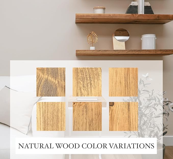 URBANDI, Rustic Floating Shelves, Set of 2, Hidden Bracket, Solid Wood, Heavy Duty, Wall Mounted Shelves, (Brown, 36Wx6D)