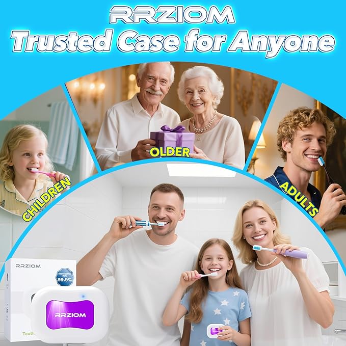 Toothbrush Sanitizer Case, Portable Toothbrush Covers Rechargeable, Rechargeable Toothbrush Cleaner Holder Case for Travel Home, Detachable Toothbrush Cover Cap for All Toothbrushes (White)