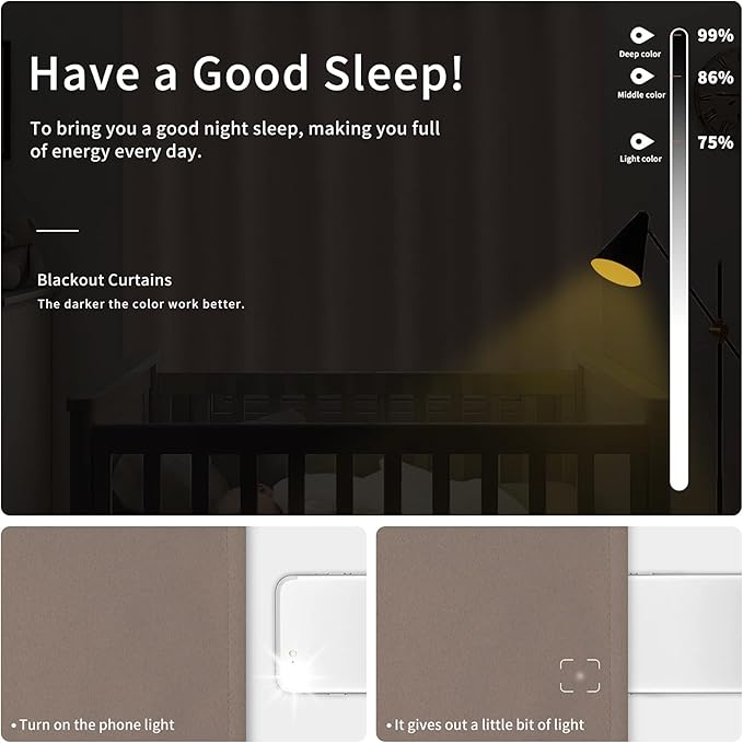 Easy-Going Blackout Curtains for Bedroom, Solid Thermal Insulated Grommet and Noise Reduction Window Drapes, Room Darkening Curtains for Living Room, 2 Panels(42x84 in, Camel)