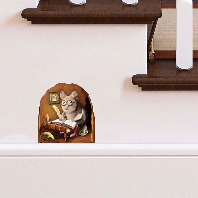 Mouse Reading Book, Wall Decor Sticker Decal, Kids Room, Classroom, Home, Bedroom, Bookcase, Book Lover, of Mice and Men, Children, Adorable, (Novelist Mouse)