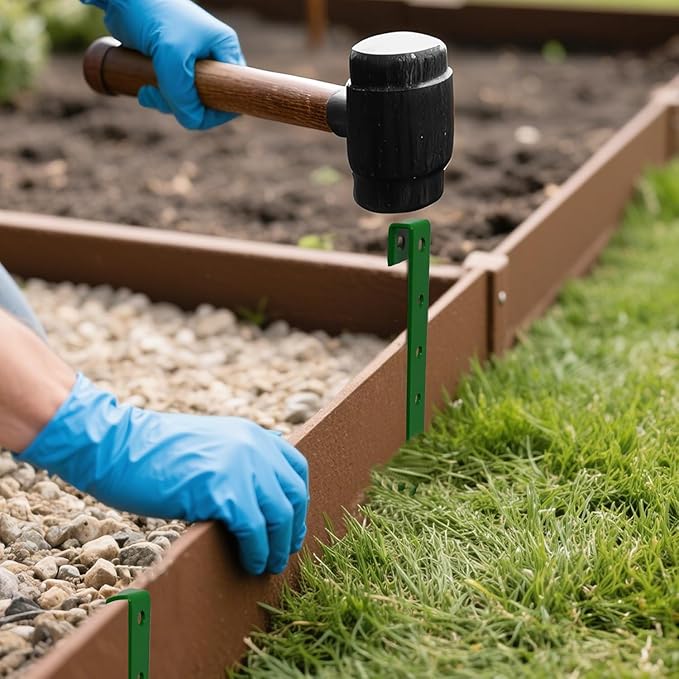 60Pcs Metal Garden Landscape Edging Stakes, Green,10in anchoring Stakes Landscape Anchoring Spikes for Terrace Board,Garden Liner, Landscape Edging Coil,Bender Board,Grass Barrier