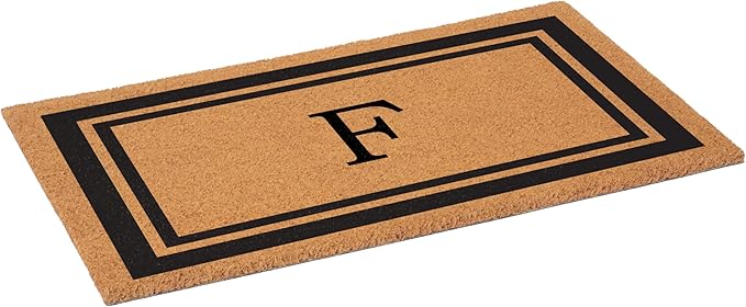 Calloway Mills 152962448 Black Border 24" x 48" Monogram Doormat (Letter F)