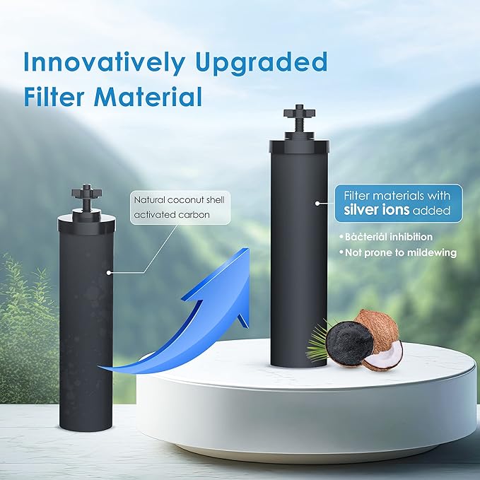 Waterdrop Upgrade NSF/ANSI 372 Certified Water Filter, Silver Ions Added, Replacement for Berkey® BB9-2® Black Filters, Berkey® Gravity Water Filter System and Waterdrop King Tank Series