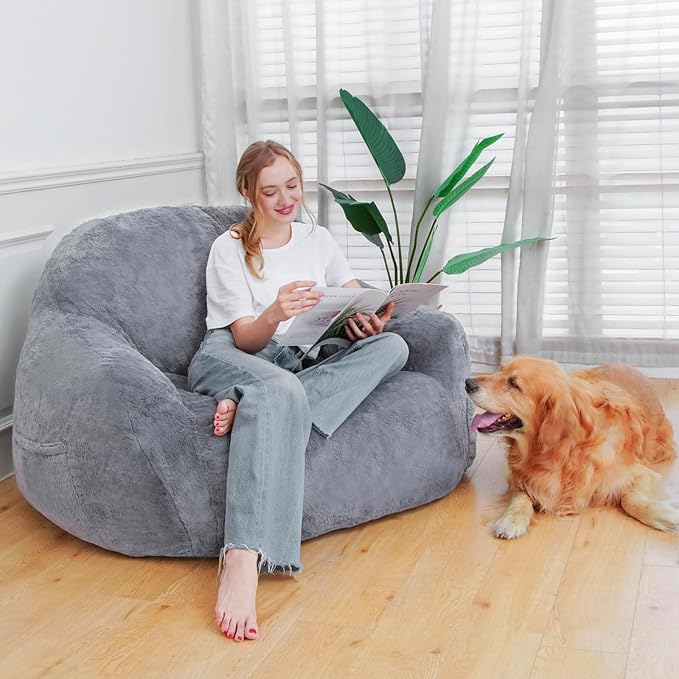 Giant Bean Bag Chair, Oversized Bean Bag Chairs for Adults and Kids, Gaming Chair Stuffed Memory Foam | Storage | Non-Slip, Removable Bean Bag Sofa Comfy Chair for Bedroom, Livingroom