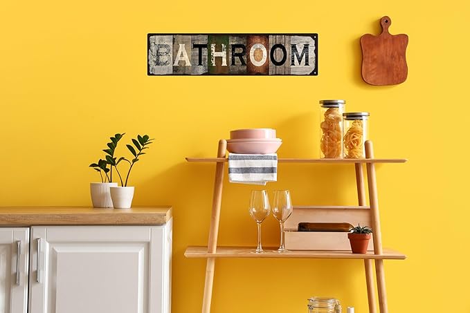 Vintage Tin Sign Retro Metal Bathroom Signs Stylish Wall Art Plaques Gift for Home Decor Bathroom Kitchen and Gothic Wall Decor or as a Classic Poster 16x4 in