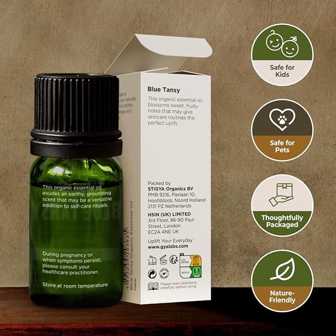 Gya Labs Blue Tansy Essential Oils for Skin - 0.17 Fl Oz - 100% Pure Natural Organic Blue Tansy Oil for Face, Diffuser, Candle Making Scent