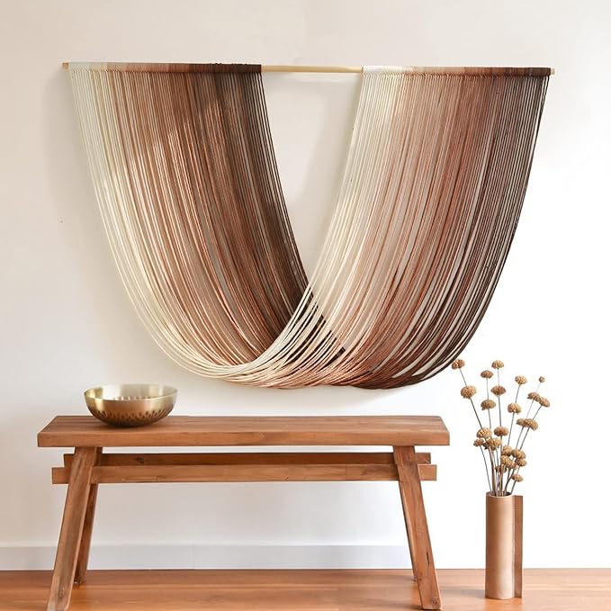 Flber Tie-Dye Macrame Wall Hanging Large Bohemian Yarn Tapestry Wall Décor,59" Wx 35" L