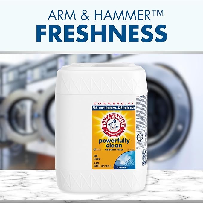 Arm & Hammer Liquid Laundry Detergent Professional, Clean Burst, 5 Gallon (Pack of 1) 640 Loads
