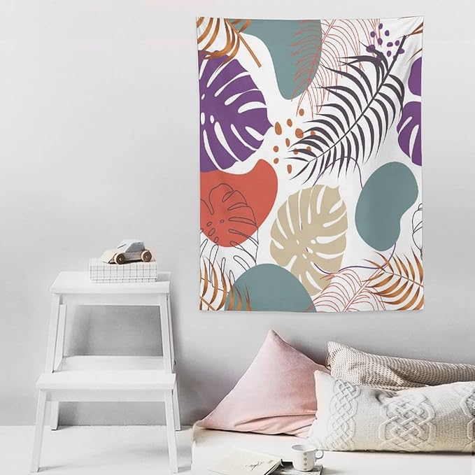 ICMOLYYENLO Tropical Green Leaves Tapestry, Exotic Leaves Beautiful Bedroom Wall Hanging, Floral Poster Blanket for Bedroom Living Room Dormitory Apartment 30x40 Inch