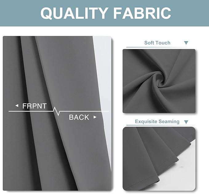 ChrisDowa Blackout Curtains 102 inches Long for Bedroom - 2 Panels Set Grommet Thermal Insulated Room Darkening Curtains for Living Room (Grey, 52 x 102 Inch)